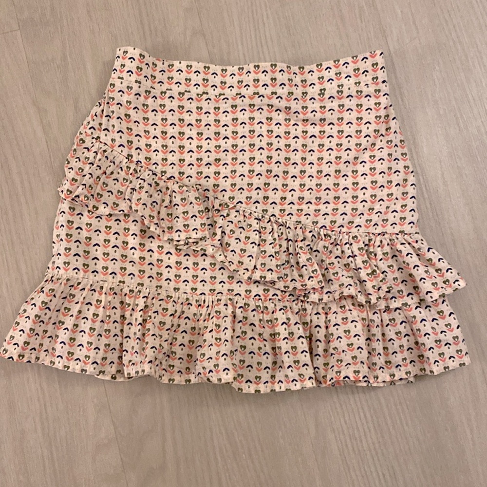 Floral ruffle skirt with built in shorts, size 8